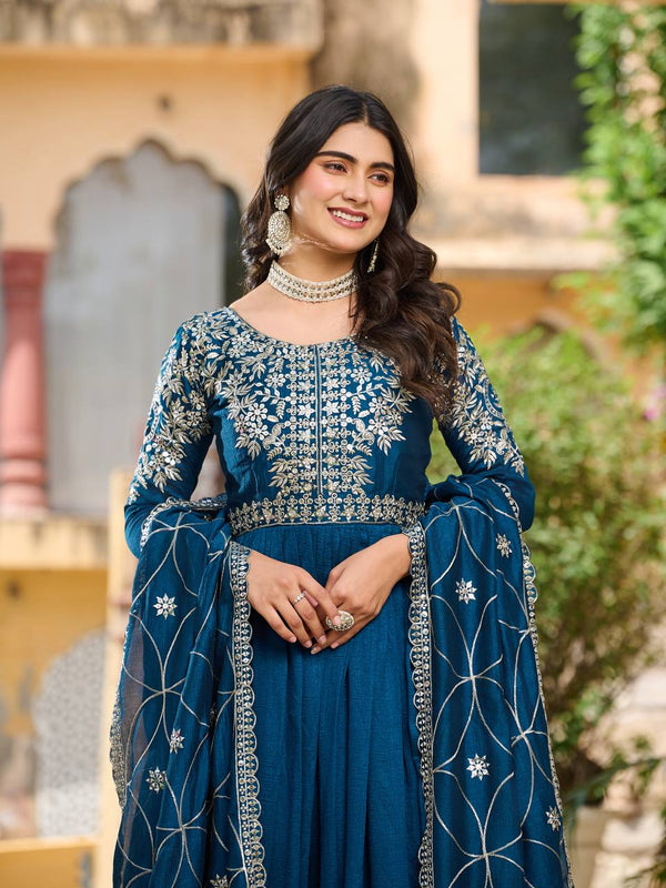 Embroidered Silk Dupatta Ensemble Lehenga
