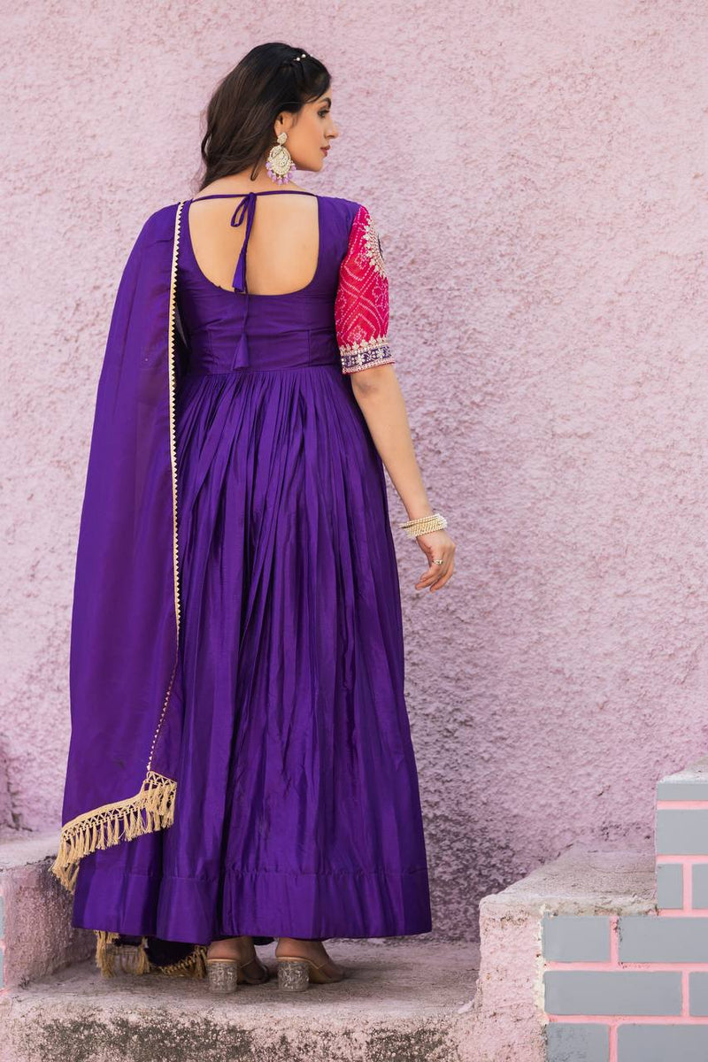Beautiful chinon bandhrej Heavy Sequence Embroidery Work Lehenga