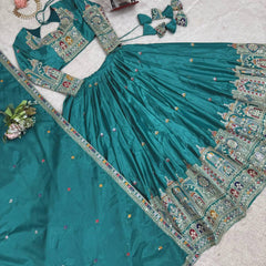 Embroidered Sequinned Semi-Stitched Lehenga
