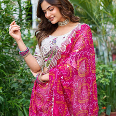 Khadi Cotton Thread Embroidery And Sequins Work Lehenga