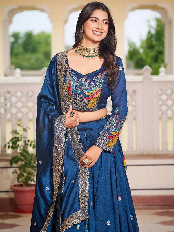 Heavy Embroidered Vichitra Lehenga