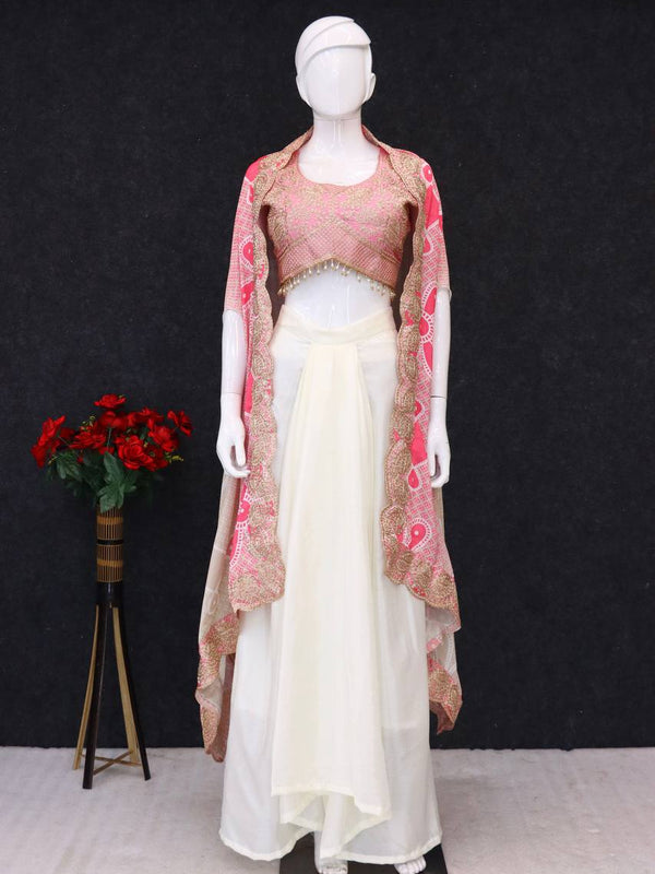 Embroidered Dhoti Set with Shrug