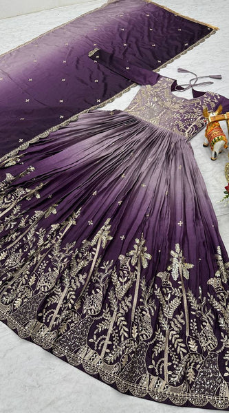 Sequins Work Chinon Lehenga