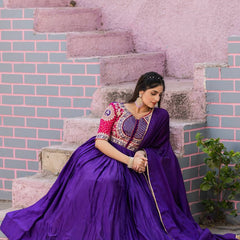 Beautiful chinon bandhrej Heavy Sequence Embroidery Work Lehenga