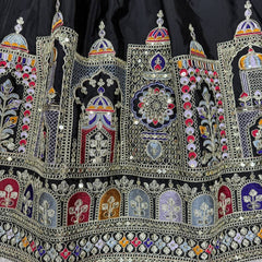 Embroidered Sequinned Semi-Stitched Lehenga