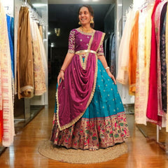 Printed Semi Stitched  Lehenga
