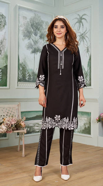 FOR TRENDING RUNNING WEAR CO-ORD SET PAIR WITH BEAUTIFUL EMBROIDERY WORK