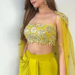 Dhoti with Tube Blouse & Shrug Indo Western