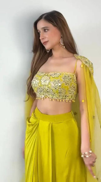 Dhoti with Tube Blouse & Shrug Indo Western