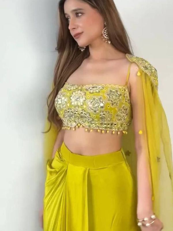 Dhoti with Tube Blouse & Shrug Indo Western