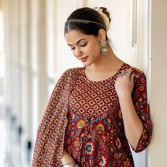 Heavy Rayon Printed Dresses with Chanderi Dupatta