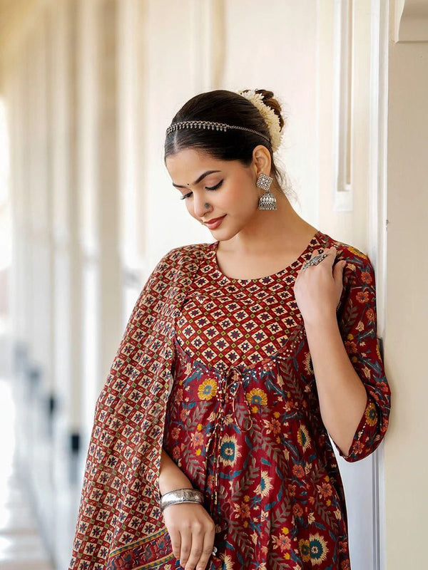 Heavy Rayon Printed Dresses with Chanderi Dupatta