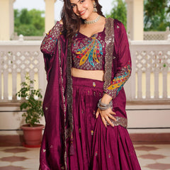 Heavy Embroidered Vichitra Lehenga