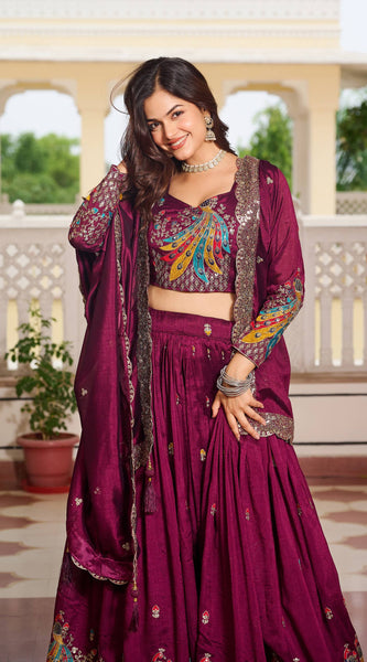 Heavy Embroidered Vichitra Lehenga