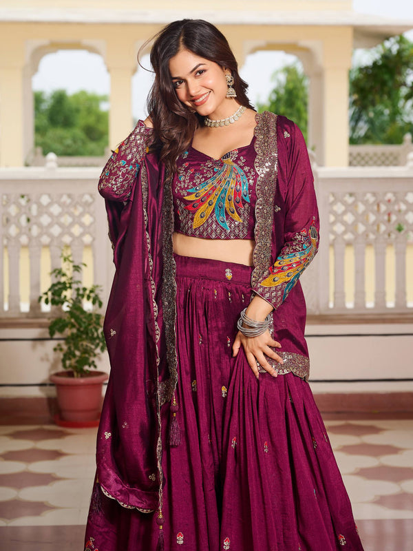 Heavy Embroidered Vichitra Lehenga