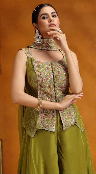 Mahendi-Colored Ethnic Ensemble Indo Western