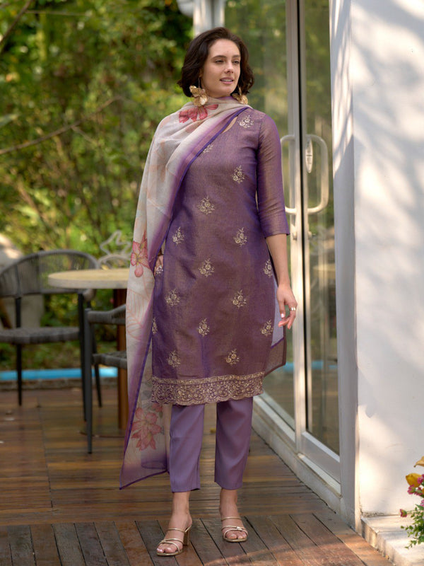 Floral Embroidered Tissue Silk Dresses