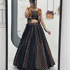 Ajrakh Print Cotton Lehenga With Jacket