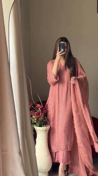 Chinon top cotton thread embroidered dresses