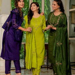 Embroidered Marina Silk Dresses