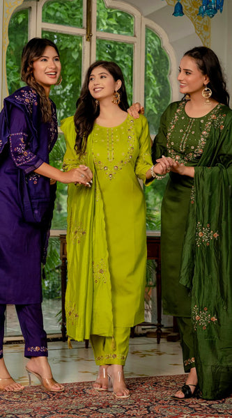 Embroidered Marina Silk Dresses