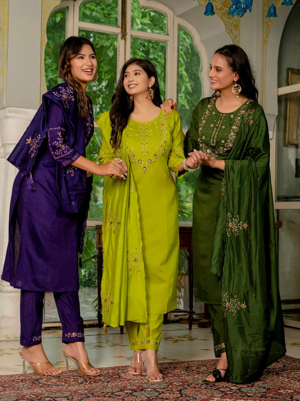 Embroidered Marina Silk Dresses
