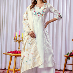 Mango Silk Embroidered Kurti Set Dresses