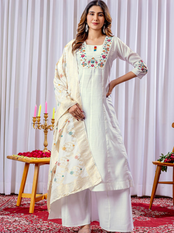 Mango Silk Embroidered Kurti Set Dresses