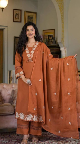 Embroidered Rayon Slub Cotton Dresses