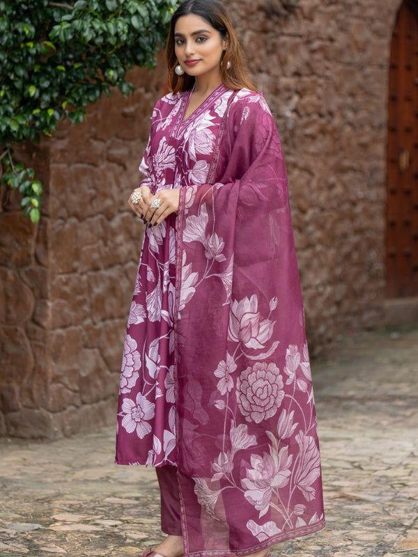 Rayon Printed Dresses with Chanderi Dupatta