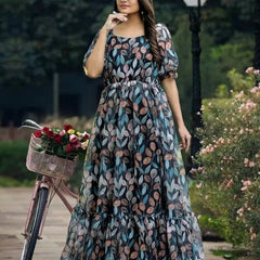 Stylish Digital Print Gown