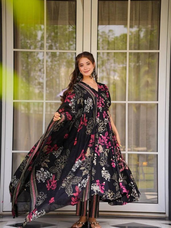 Rayon Printed Dresses with Chanderi Silk Dupatta