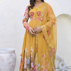 Embroidery Sequence Work With Digital Print With Lace Border Lehenga