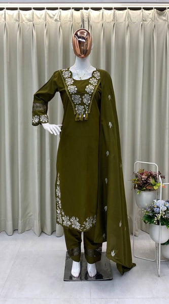 Embroidered Rayon Slub Cotton Dresses