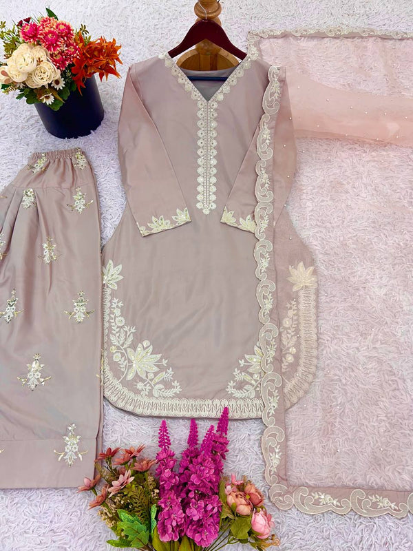 Natural Crep Silk Fully Stitched Dresses
