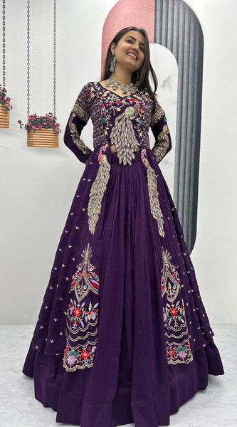 Vichitra Crop Top with Shrug Lehenga