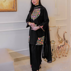 Embroidered Crape Silk Dresses