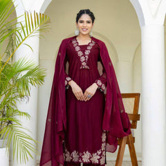 Embroidered Rayon Slub Cotton Dresses