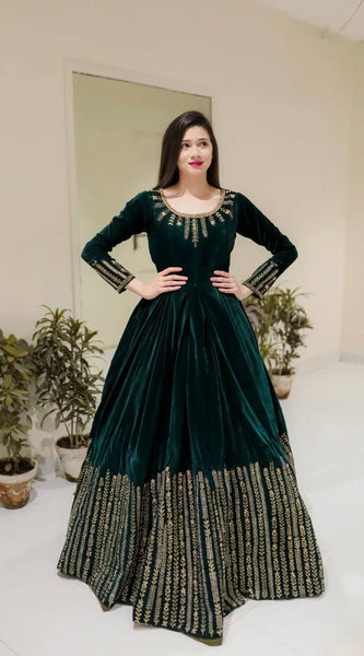 Velvet Sequins Anarkali  Lehenga