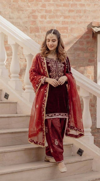 Velvet Designer Kurta Salwaar  Dresses