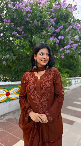 Faux Georgette Embroidered Palazzo Set