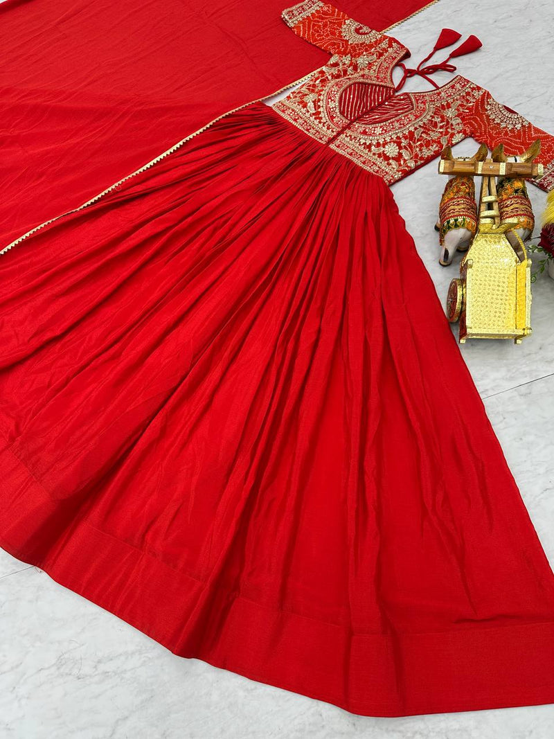 Beautiful chinon bandhrej Heavy Sequence Embroidery Work Lehenga