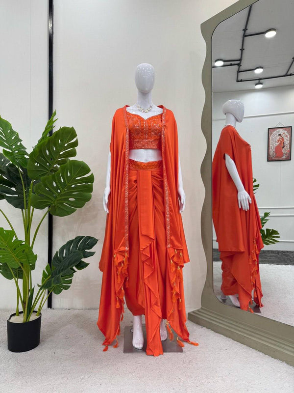 Embroidered Choli & Tassel Shrug Indo Western