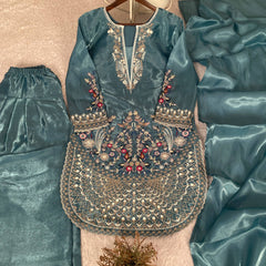 Embroidered Top with Salwar & Dupatta Dresses