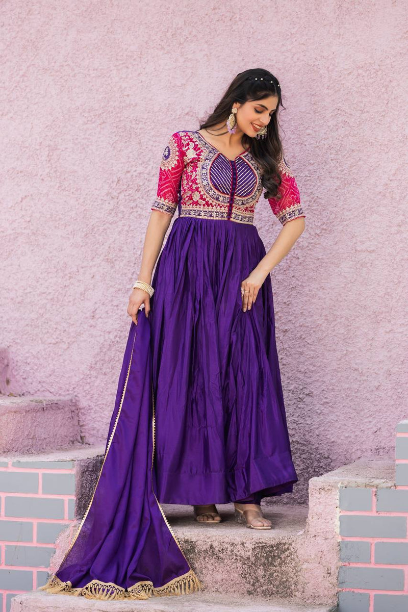 Beautiful chinon bandhrej Heavy Sequence Embroidery Work Lehenga