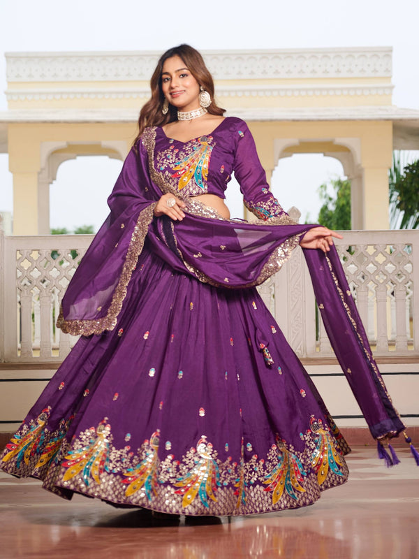 Heavy Embroidered Vichitra Lehenga