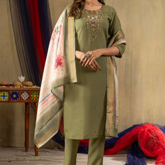 Shimmer Gold Silk Embroidered Dresses