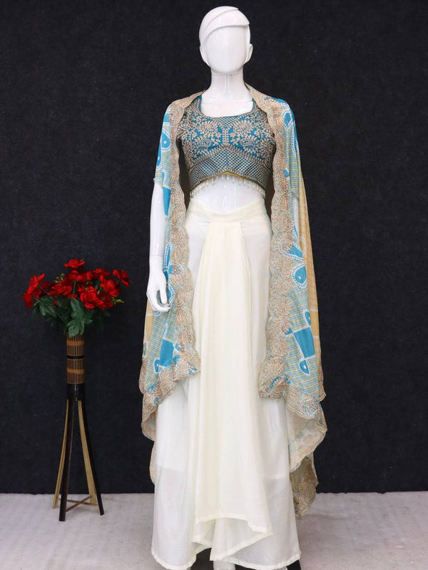 Embroidered Dhoti Set with Shrug
