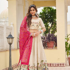 Tissue Silk Embroidered Lehenga