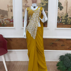 Embroidered Faux Georgette Saree